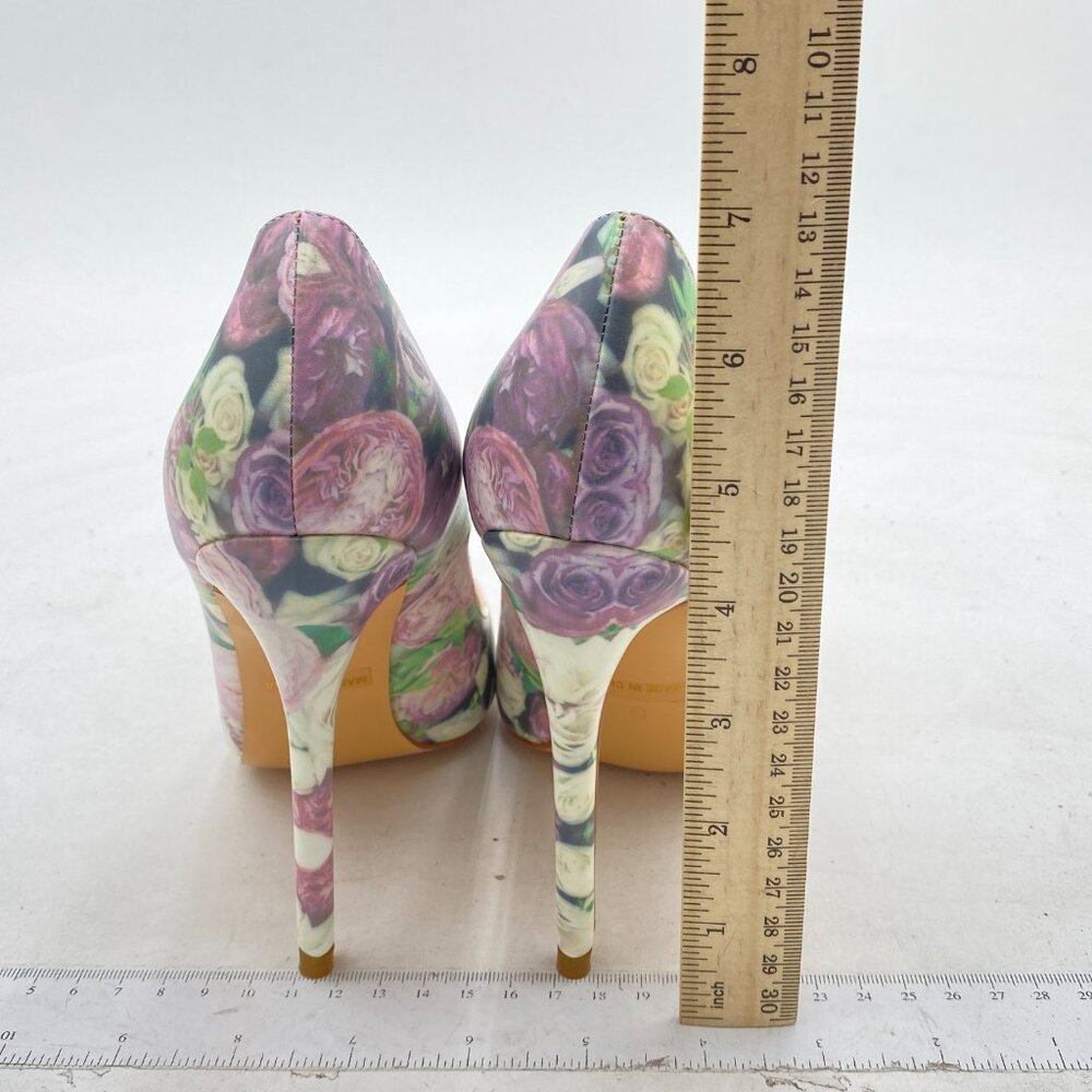 FSJ Ink Painting Rose Flower Wedding Party Shoes Slim High Heel Slip On Pumps - Picture 4 of 7